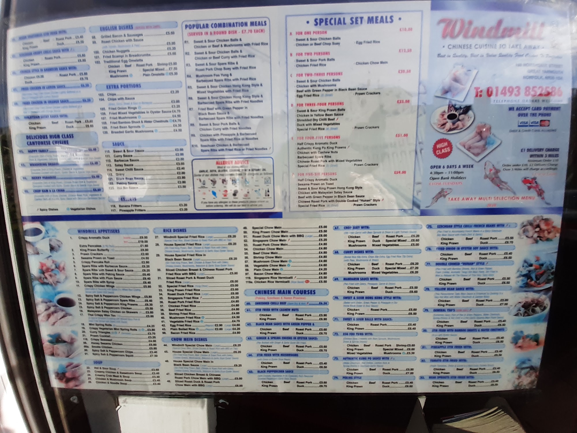 Windmill Chinese Takeaway Menu