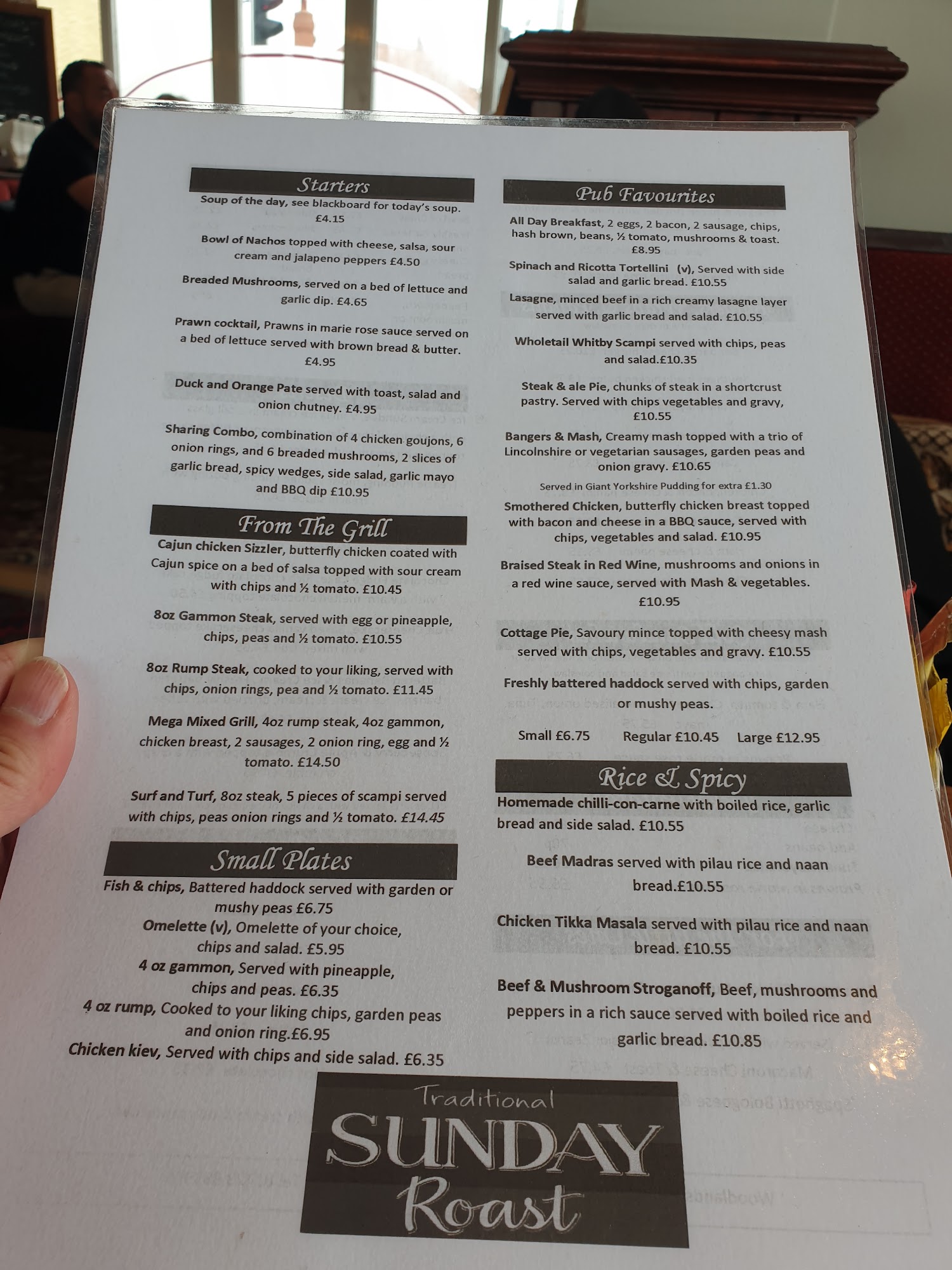 The Woodlands Hotel Menu