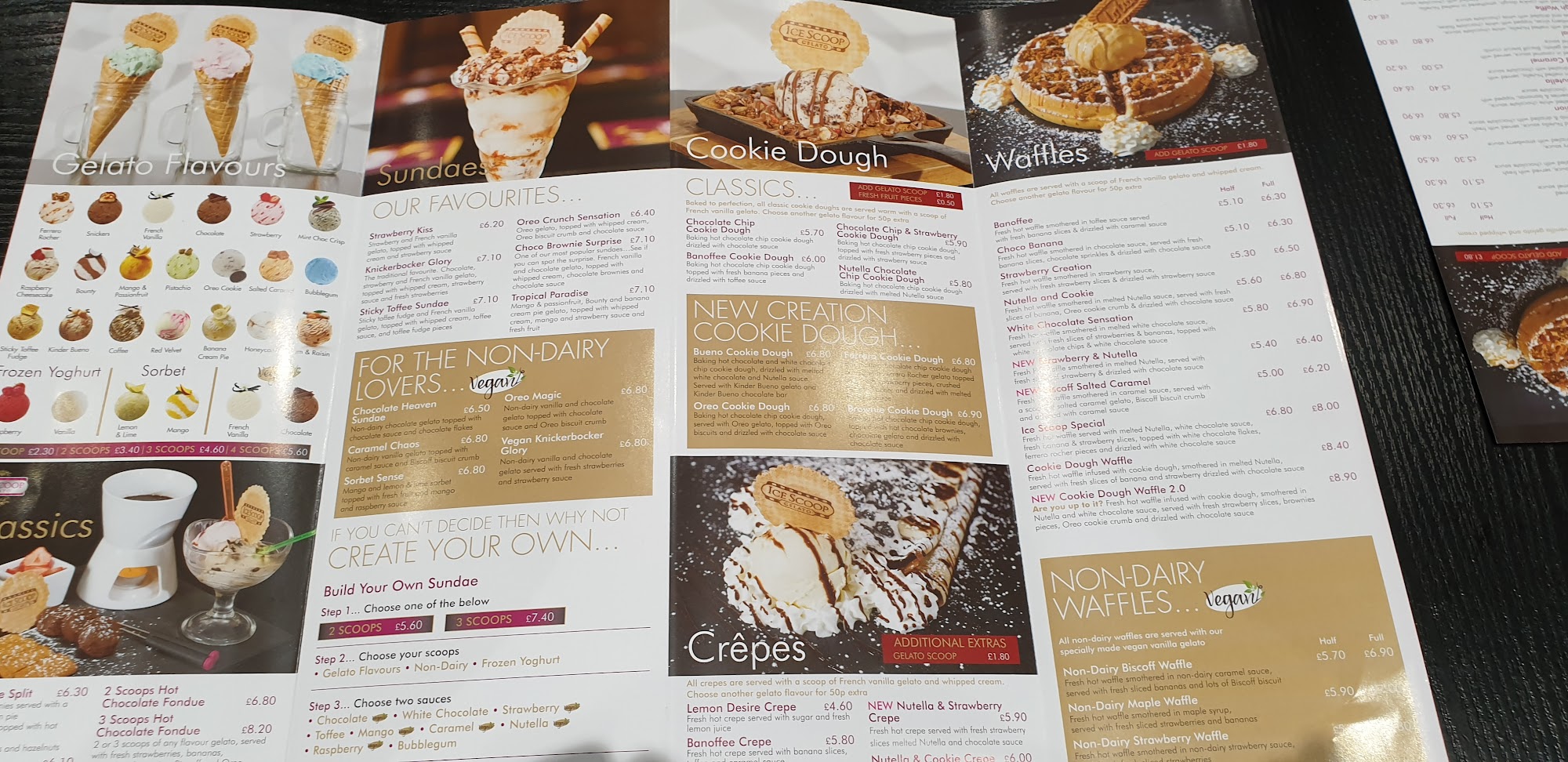 Ice Scoop Gelato Menu