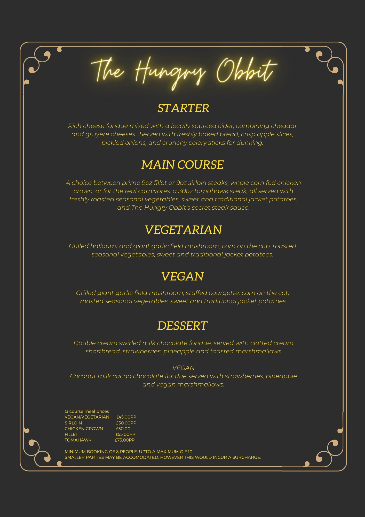 The Hungry Obbit Menu