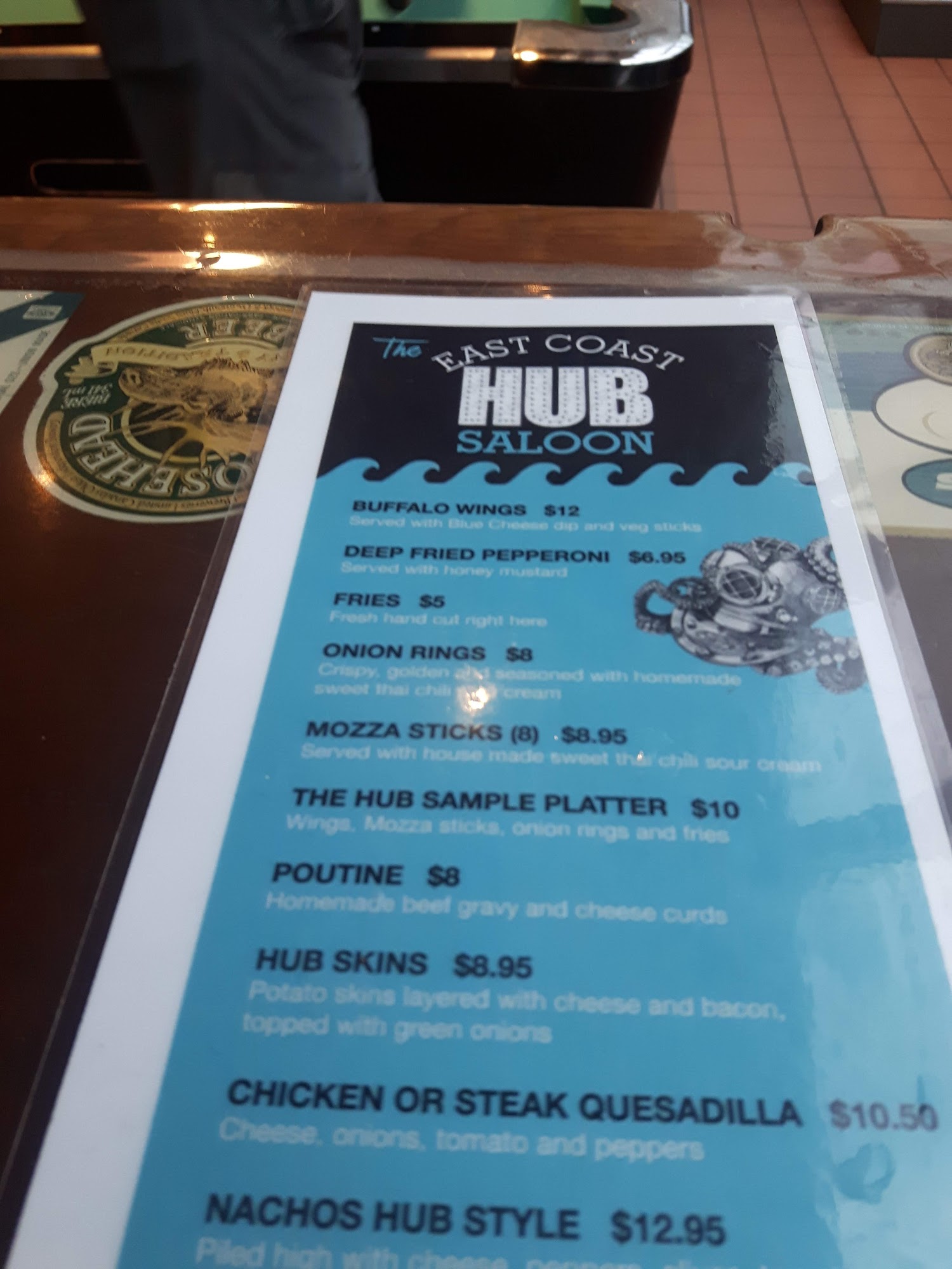 The East Coast Hub Saloon Menu