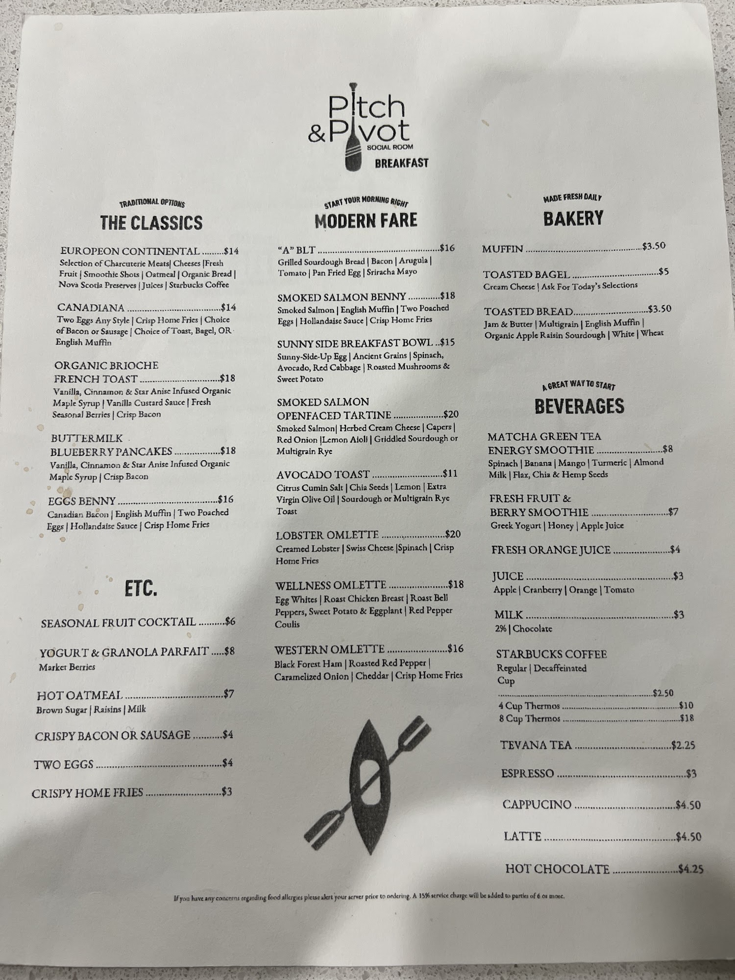 Pitch & Pivot Menu