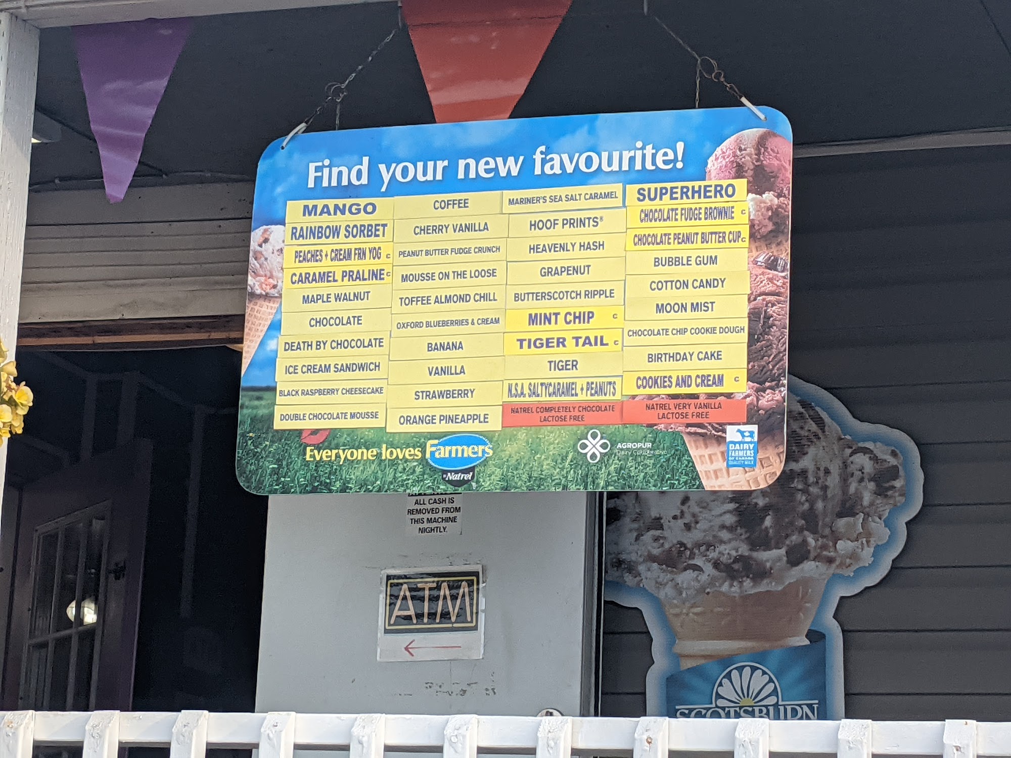 Corina's Ice Cream Menu