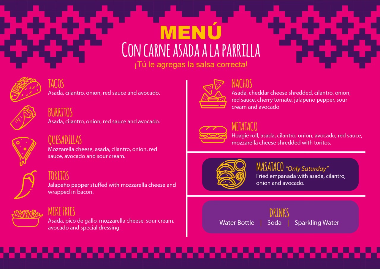 Nayami tacos Menu