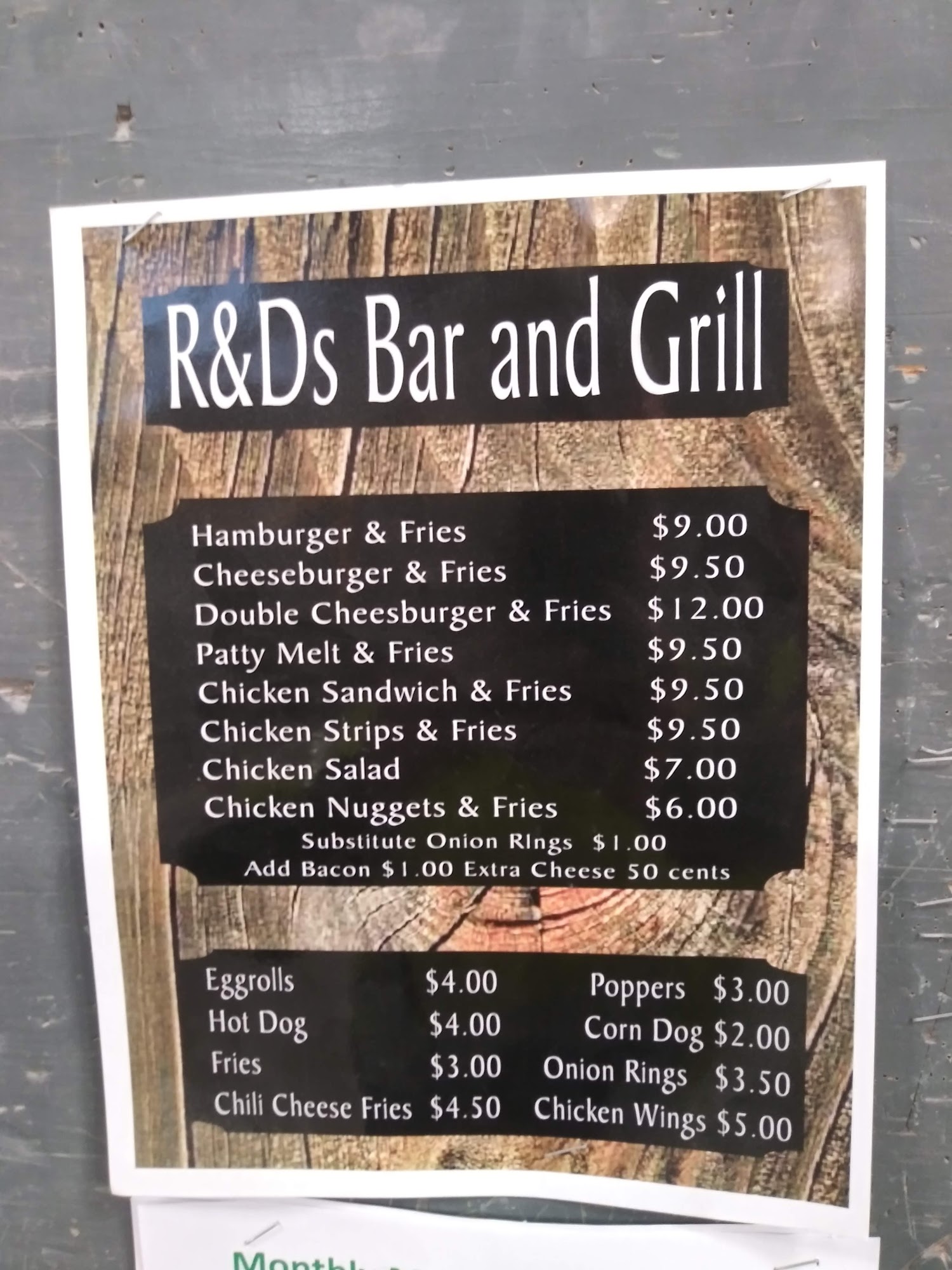 R & D's Bar & Grill Menu
