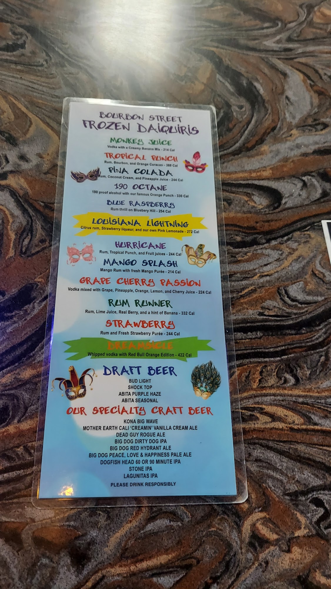 Burbon Street Bar and Grill Menu