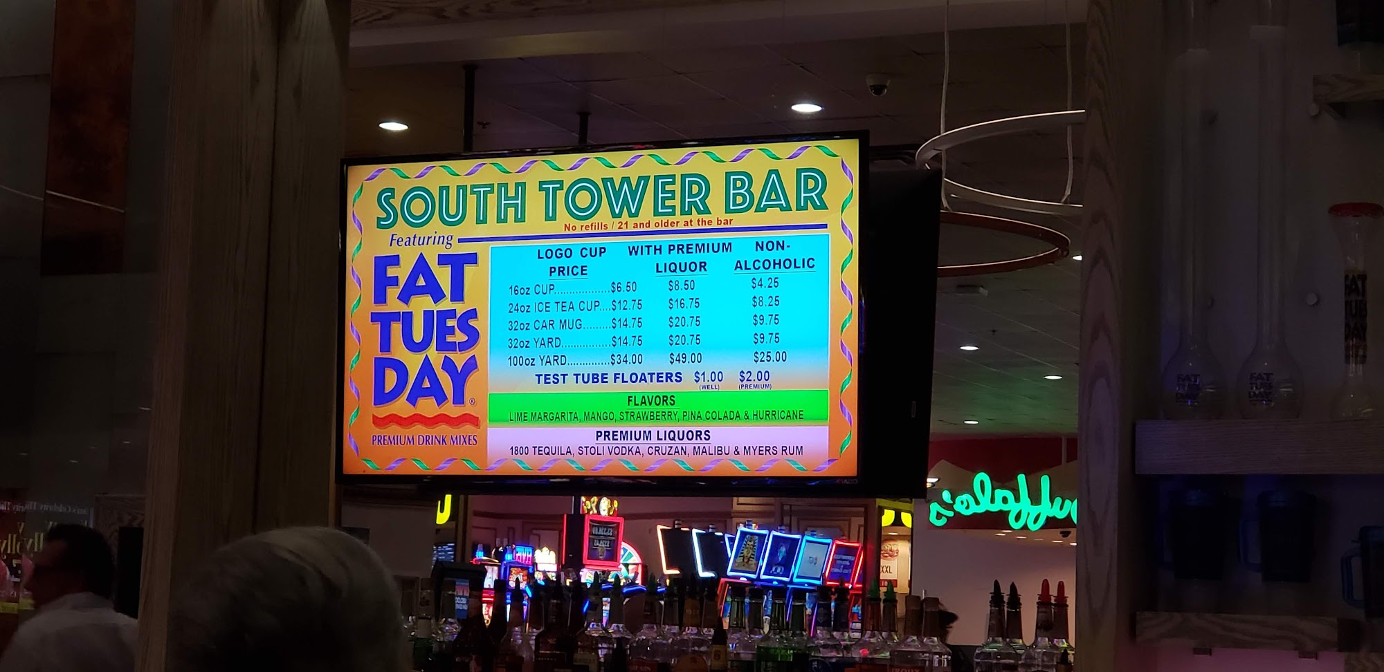 Fat Tuesday at The South Tower Bar Menu