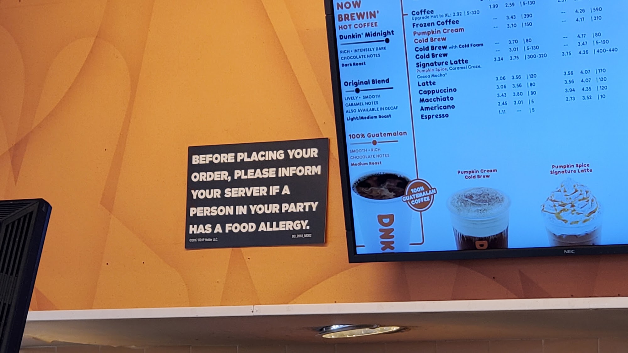 Dunkin' Menu