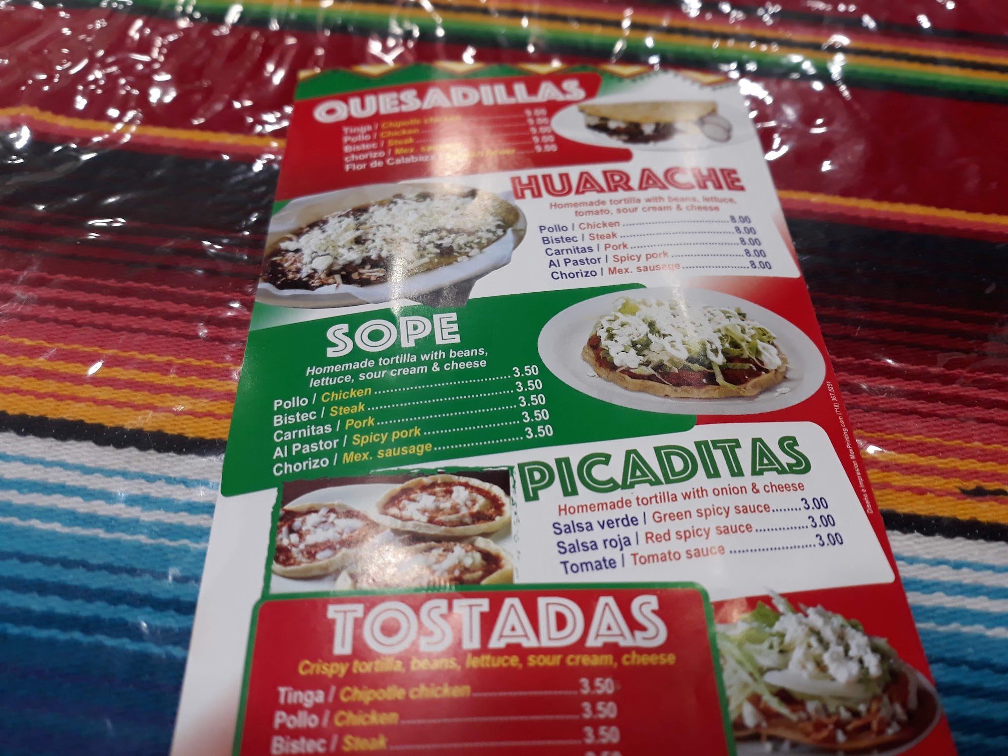 Cocina Maravilla Menu