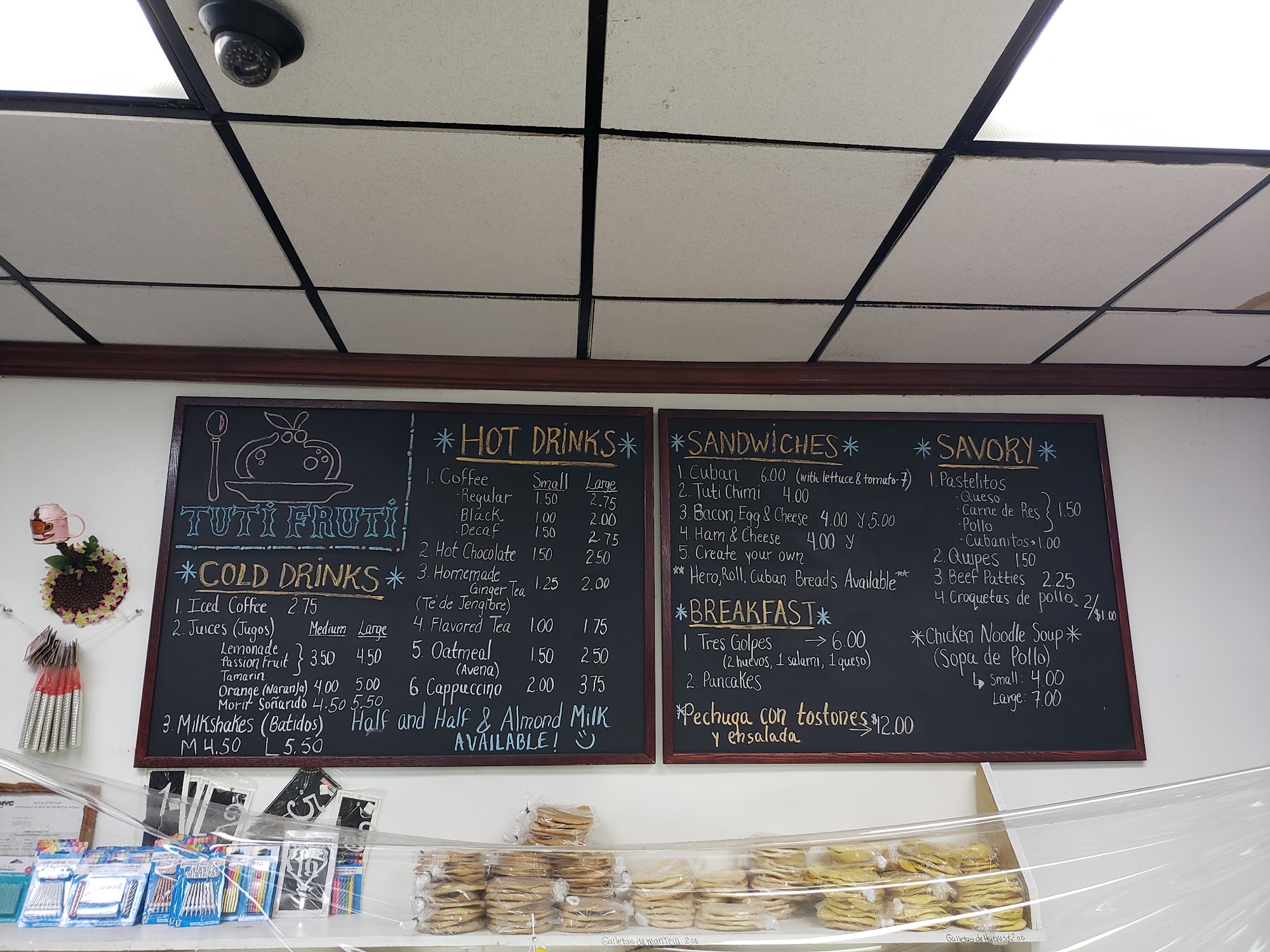 Tuti Fruti Bakery Menu