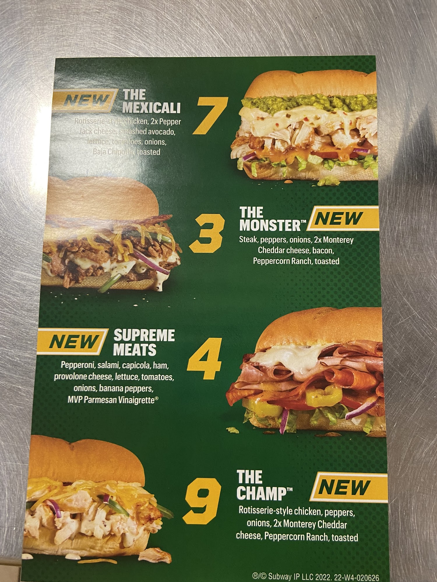 Subway Menu