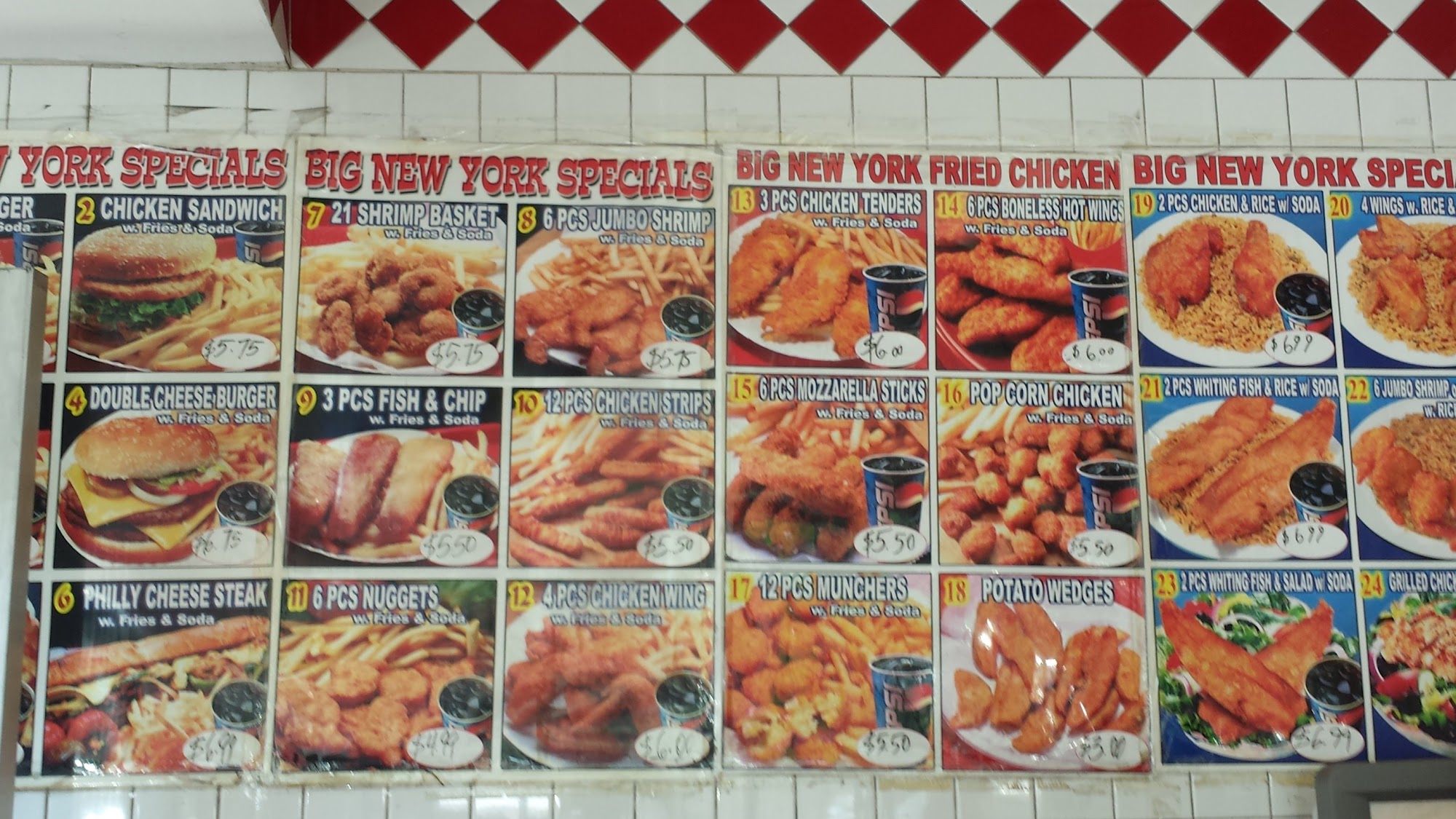 Big New York Fried Chicken and Pizza Menu