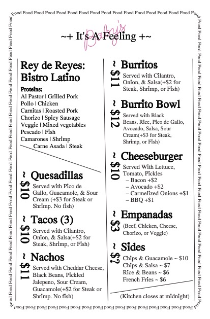 Rey de Reyes: Bistro Latino Menu
