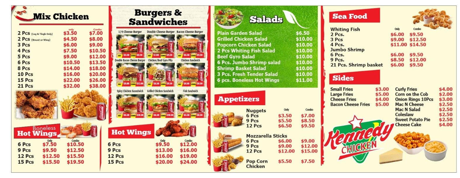 Kennedy fried chicken Menu