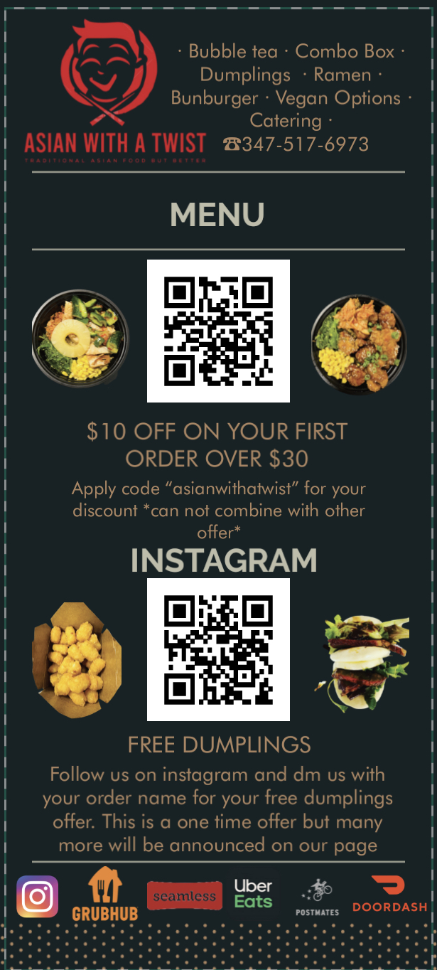 Asian With A Twist Menu