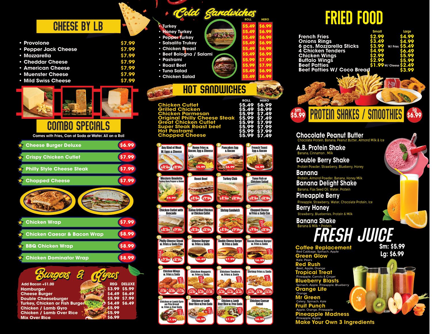 Ave J Juice Bar Deli & Grill Menu