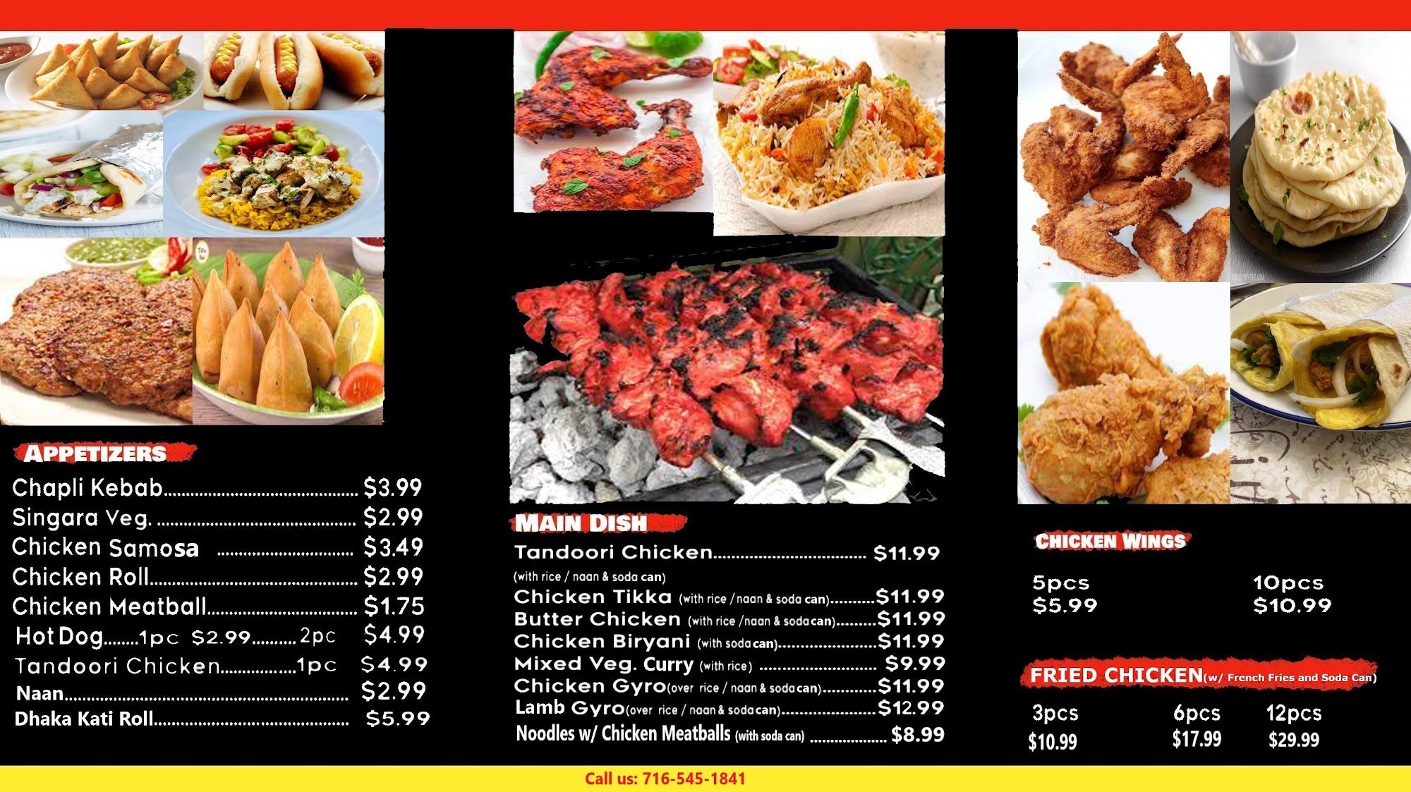 Halal Tandoori Tikka Menu