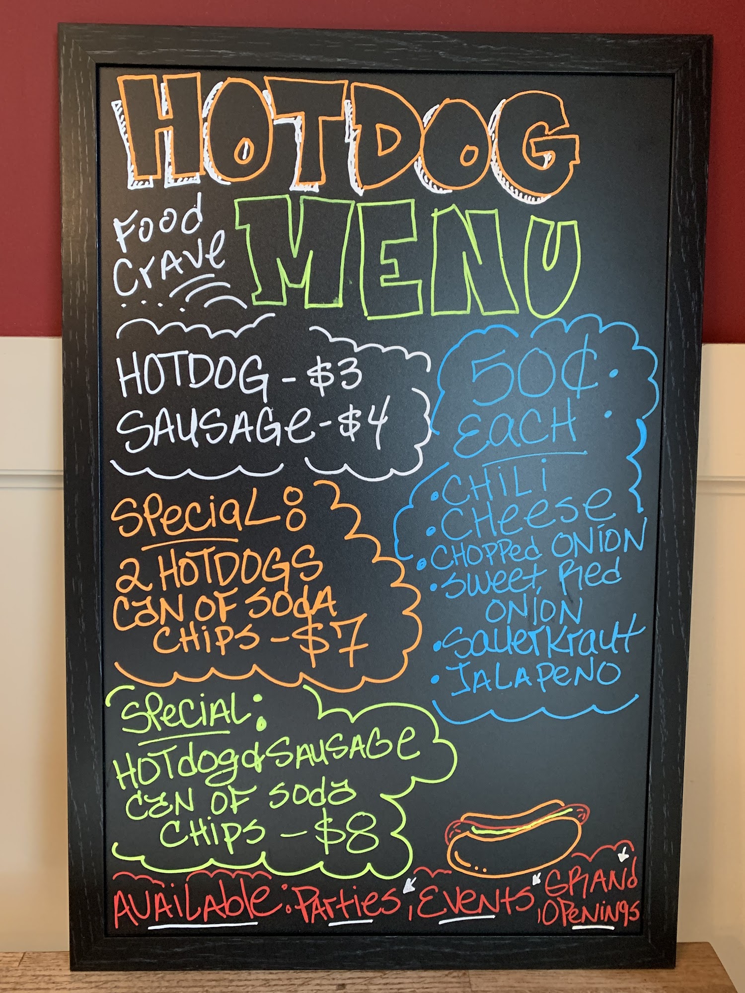 Food Crave Hotdog Stand Menu