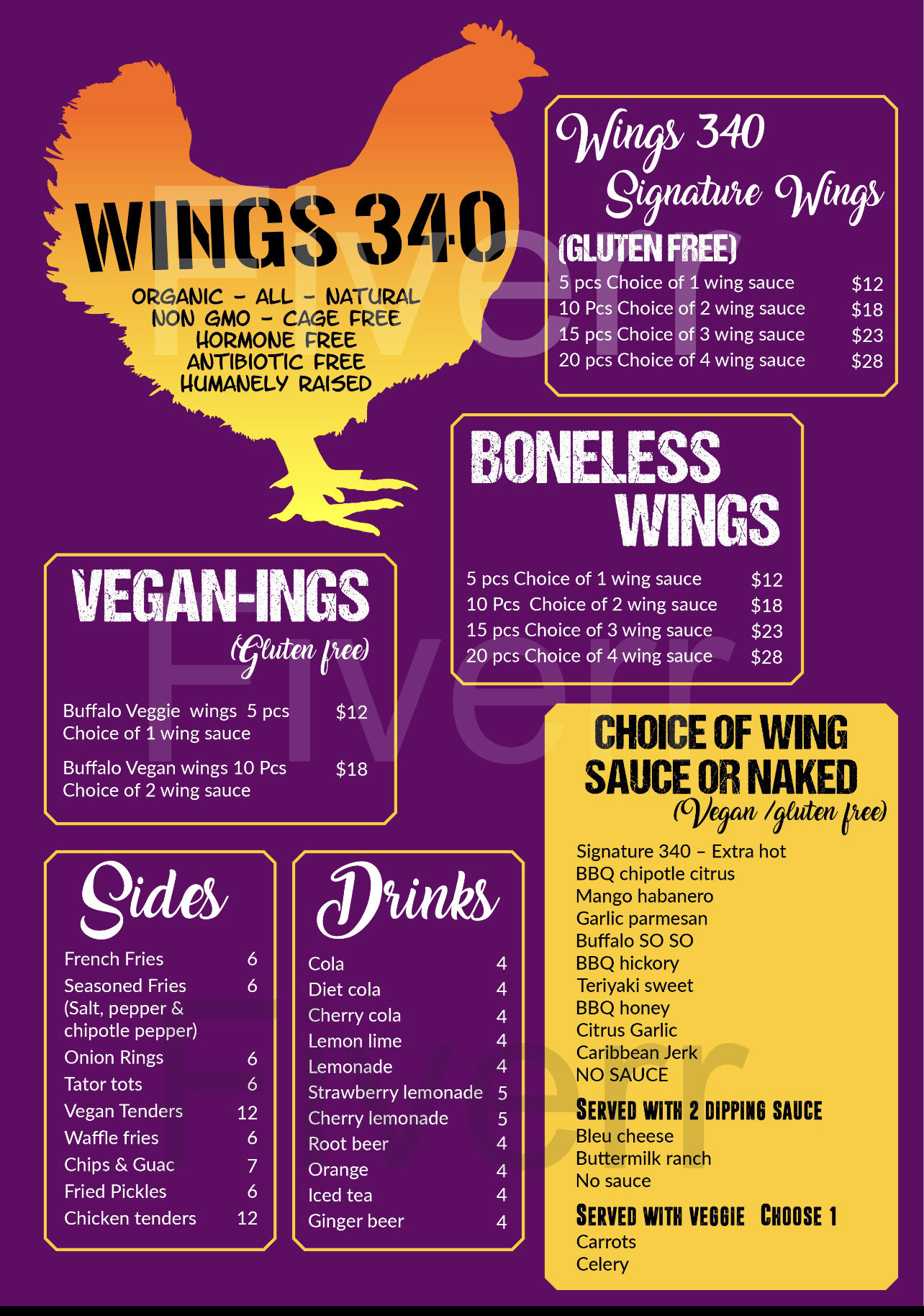 Wings 340 Menu