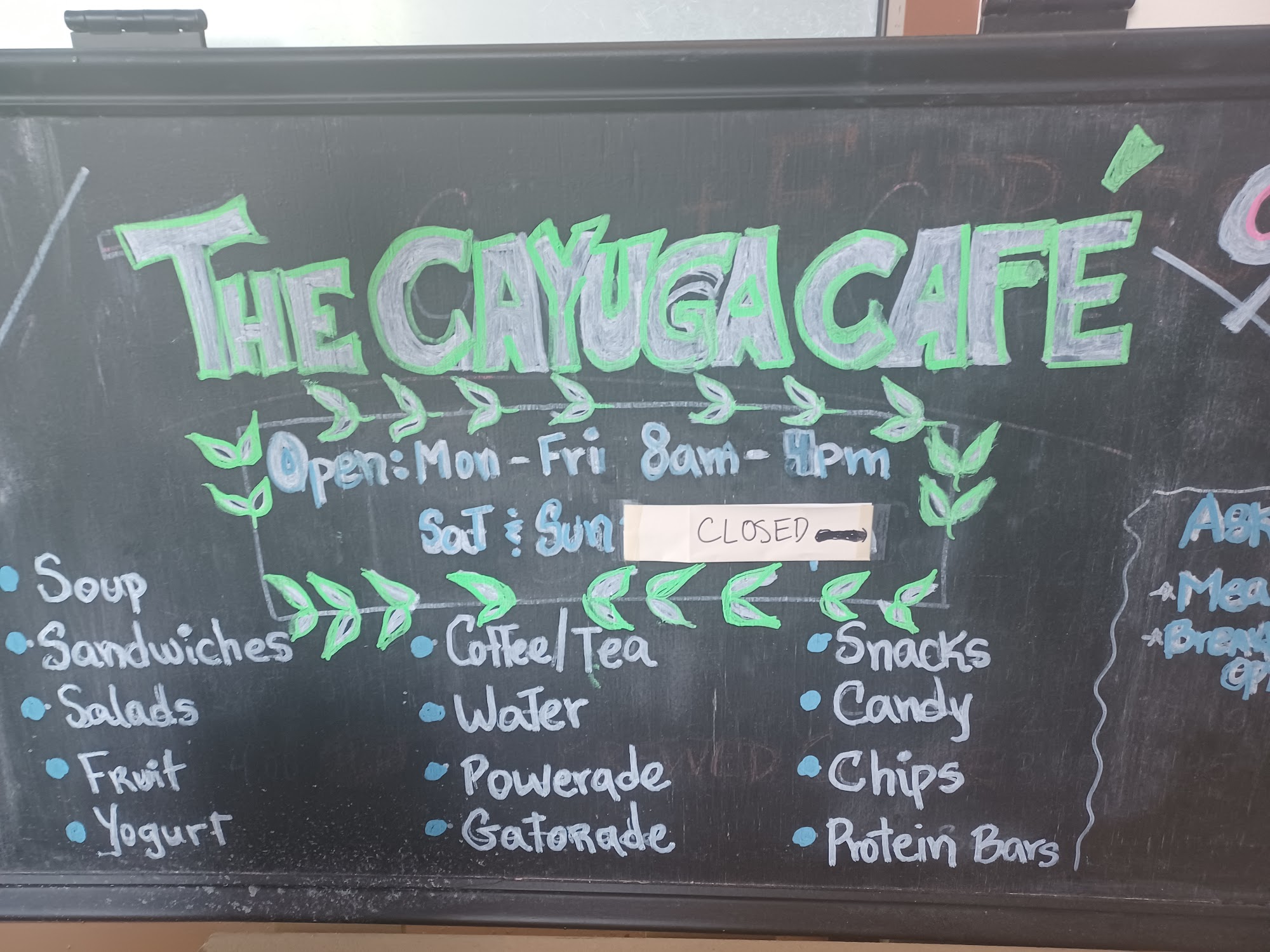 The Cayuga Cafe Menu