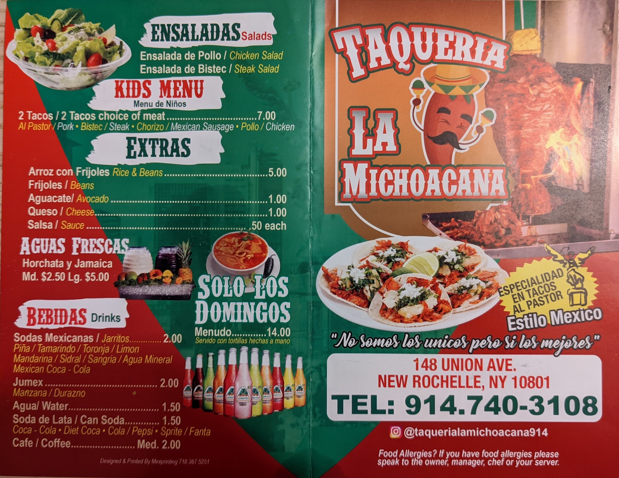 Taqueria La Michoacana Menu