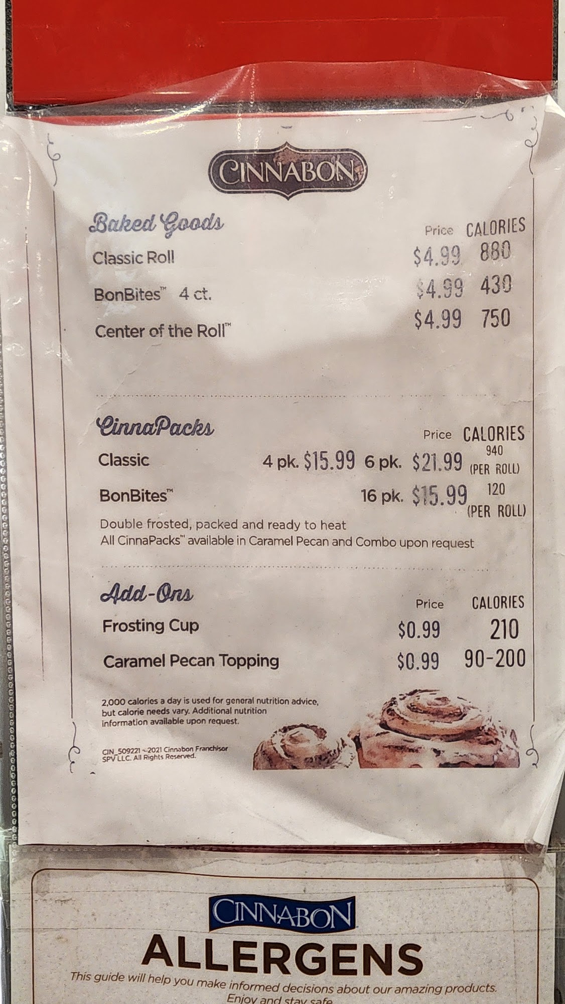 Cinnabon Menu