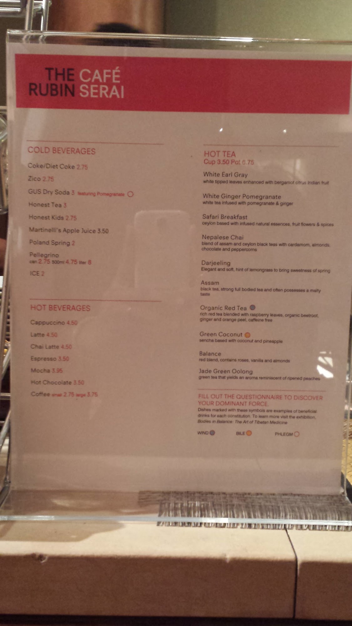 Café Serai Menu