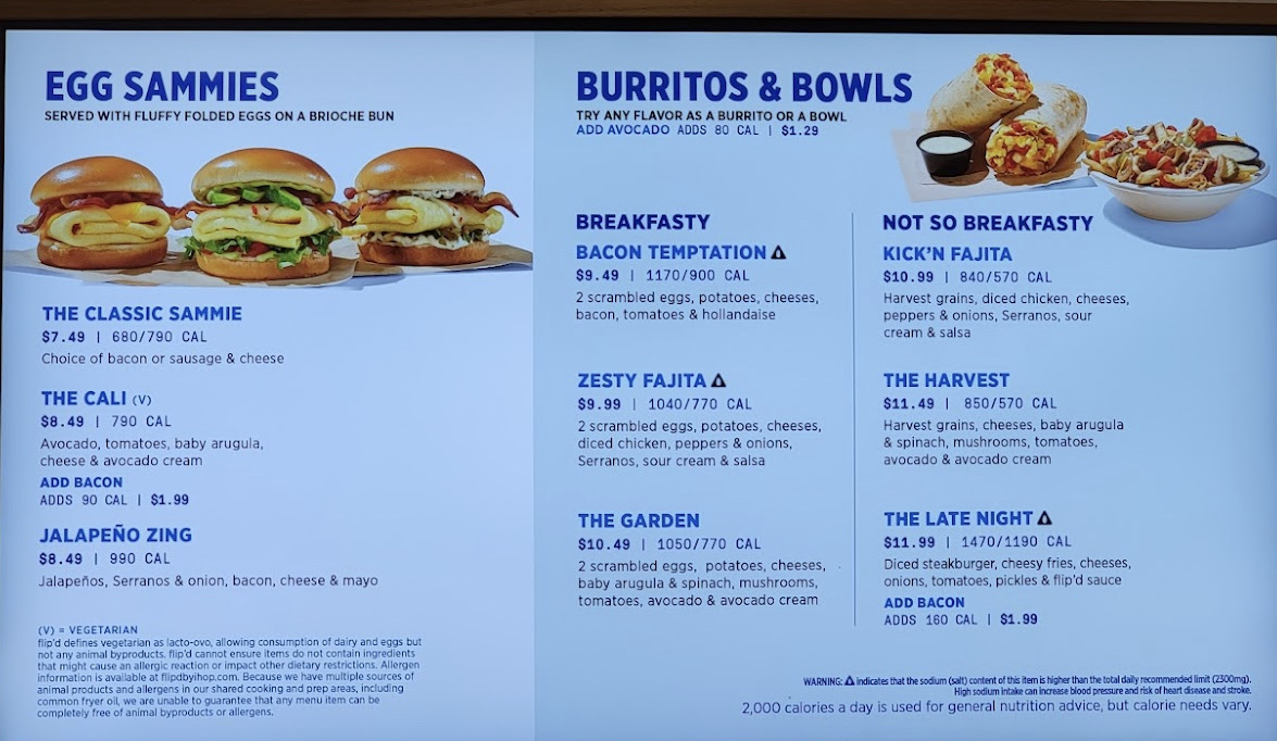 Flip'd by IHOP Menu