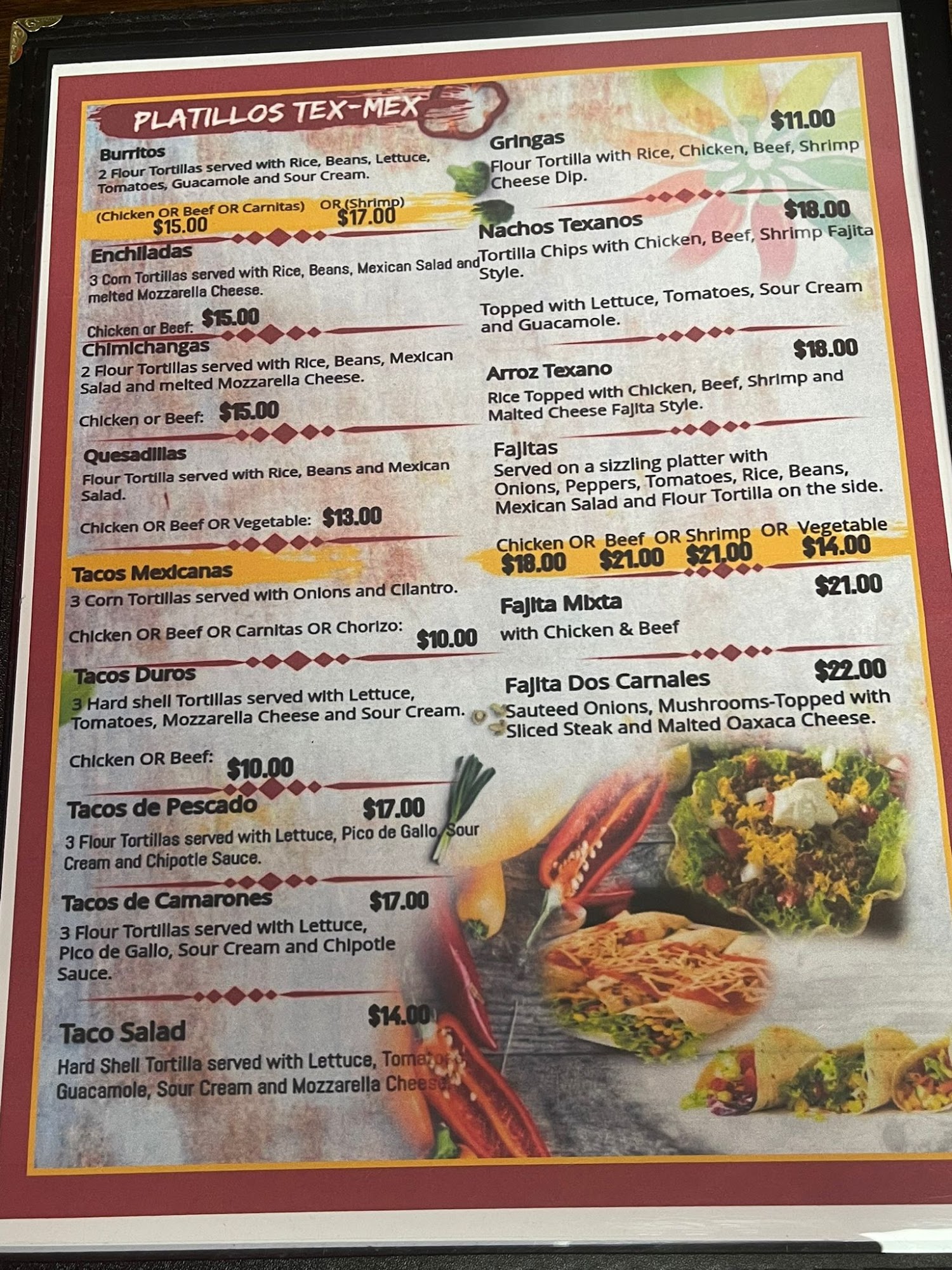 Dos carnales restaurante Menu