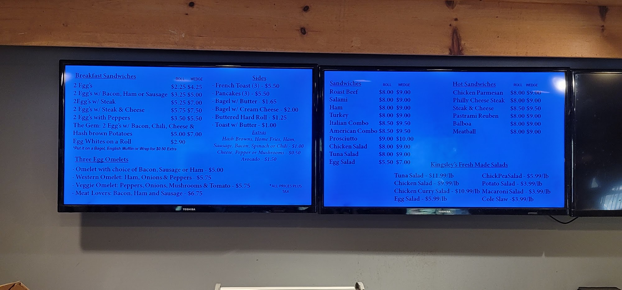 Kingsley’s Deli & Pizzeria Menu