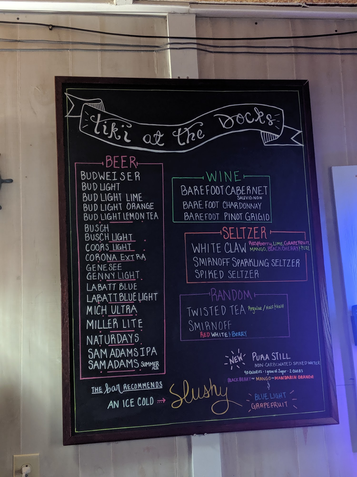 Tiki At The Docks Menu