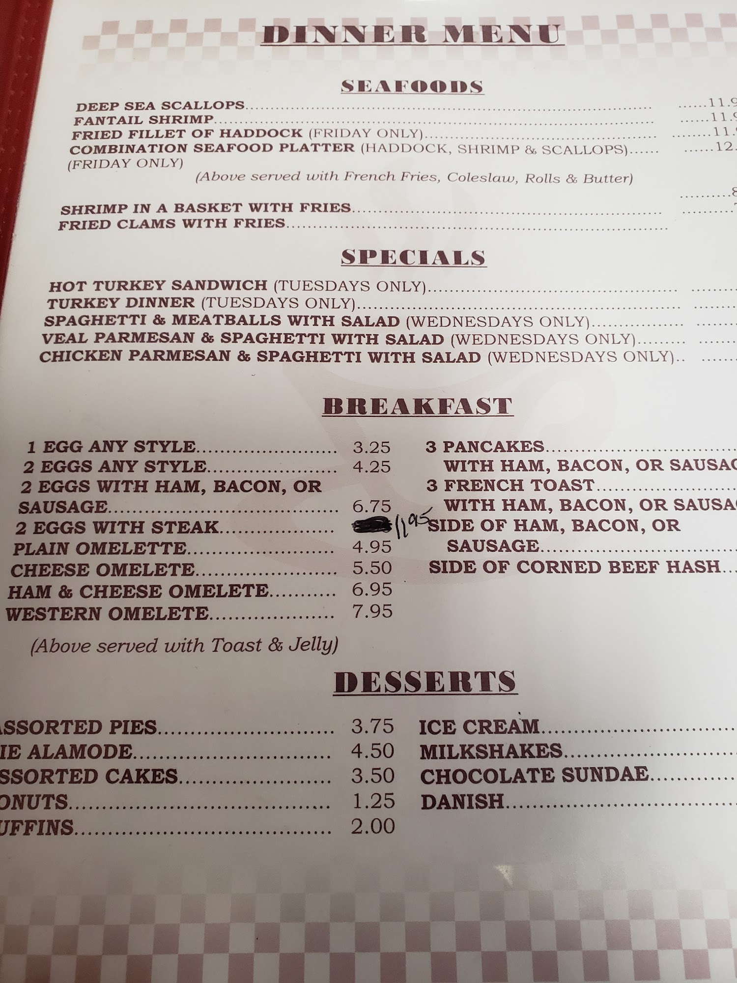 Astoria Restaurant Menu
