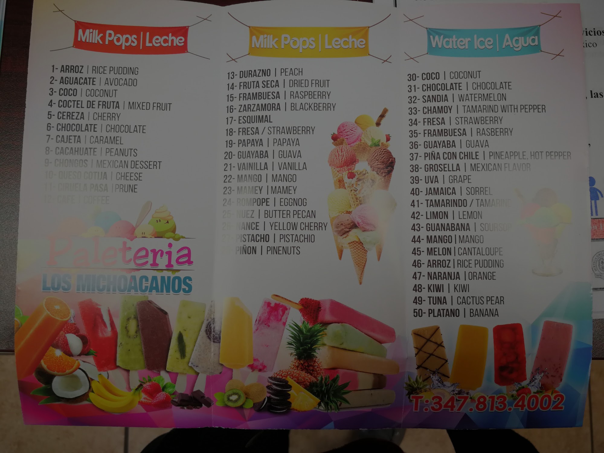 Paleteria Los Michoacanos Menu