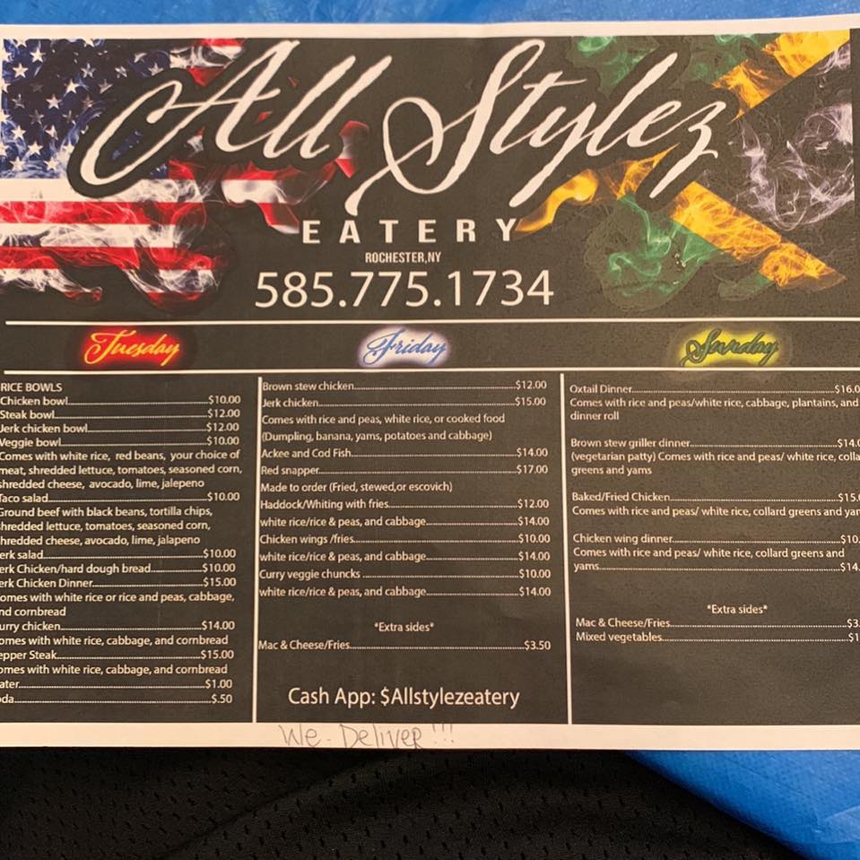 All Stylez Eatery Menu