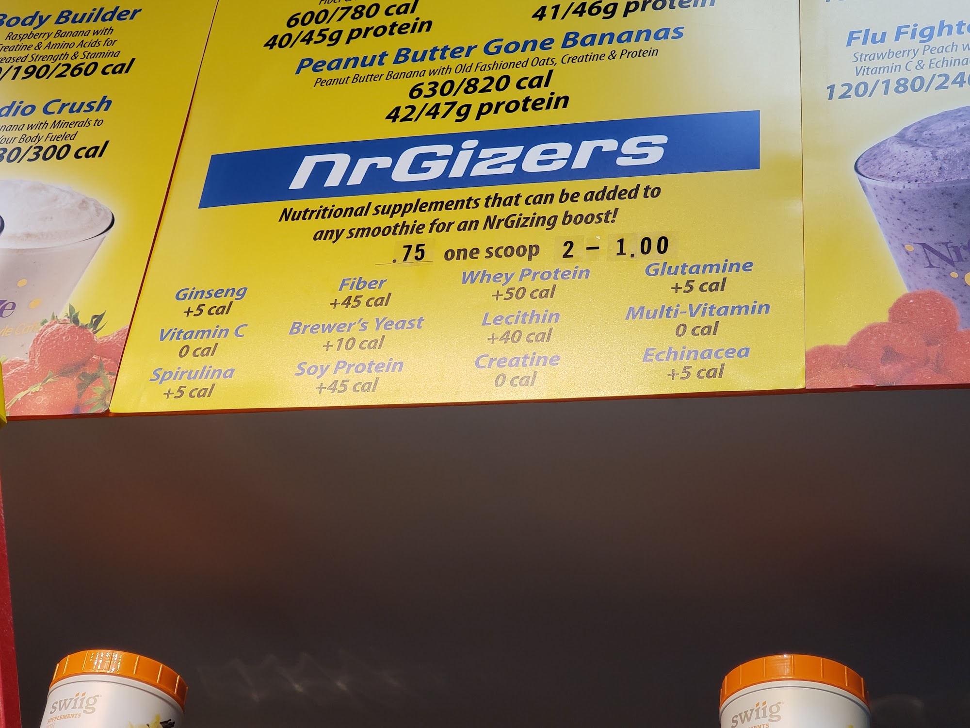 NrGize Lifestyle Cafe Menu