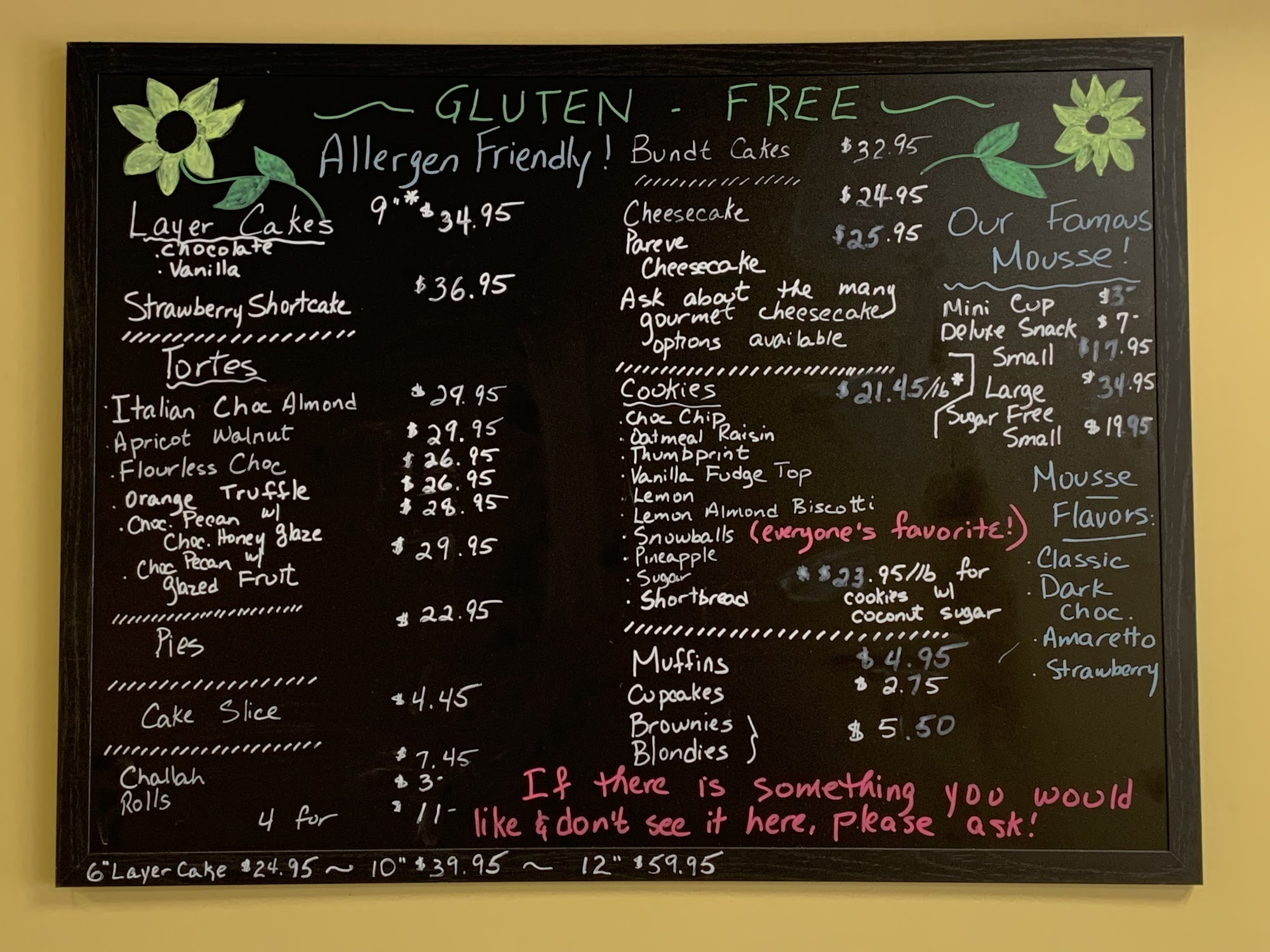 Sunflower Bake Shop Menu