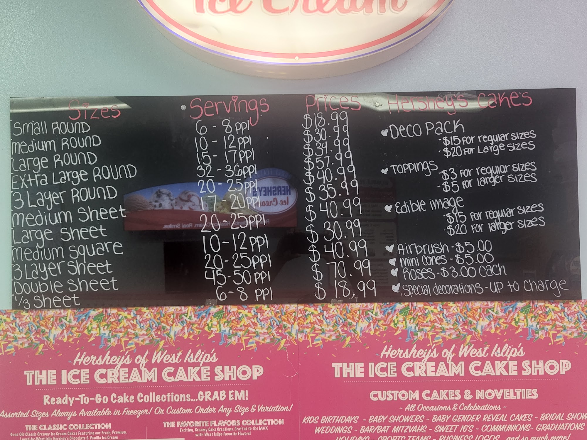 Hersheys Ice Cream Menu