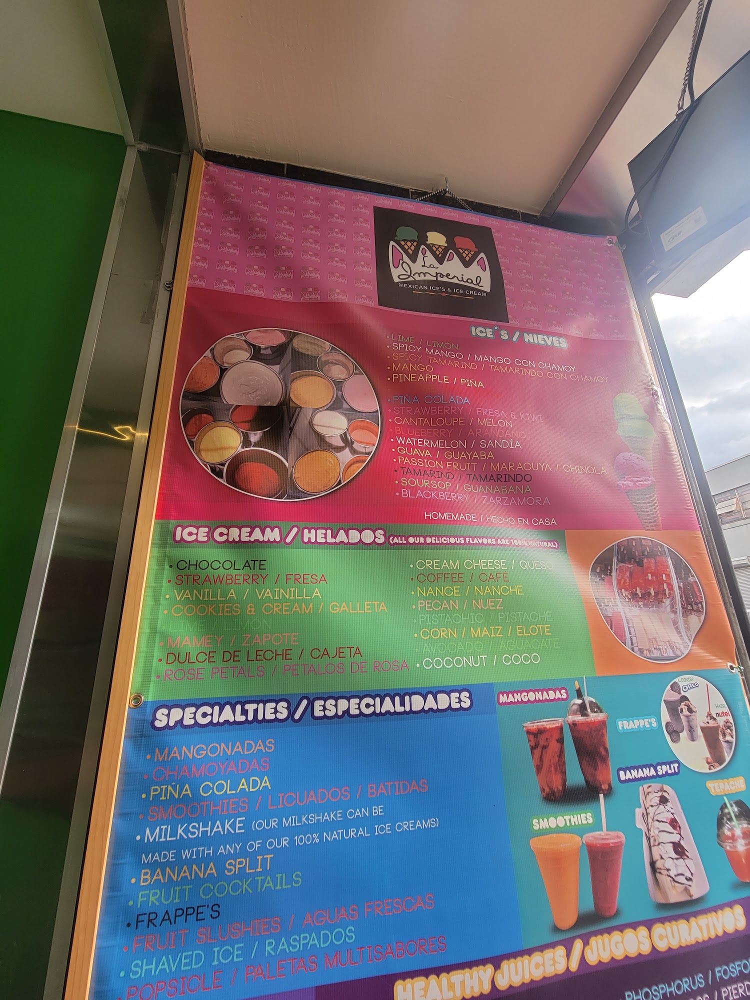 La Imperial Mexican Ice's Menu