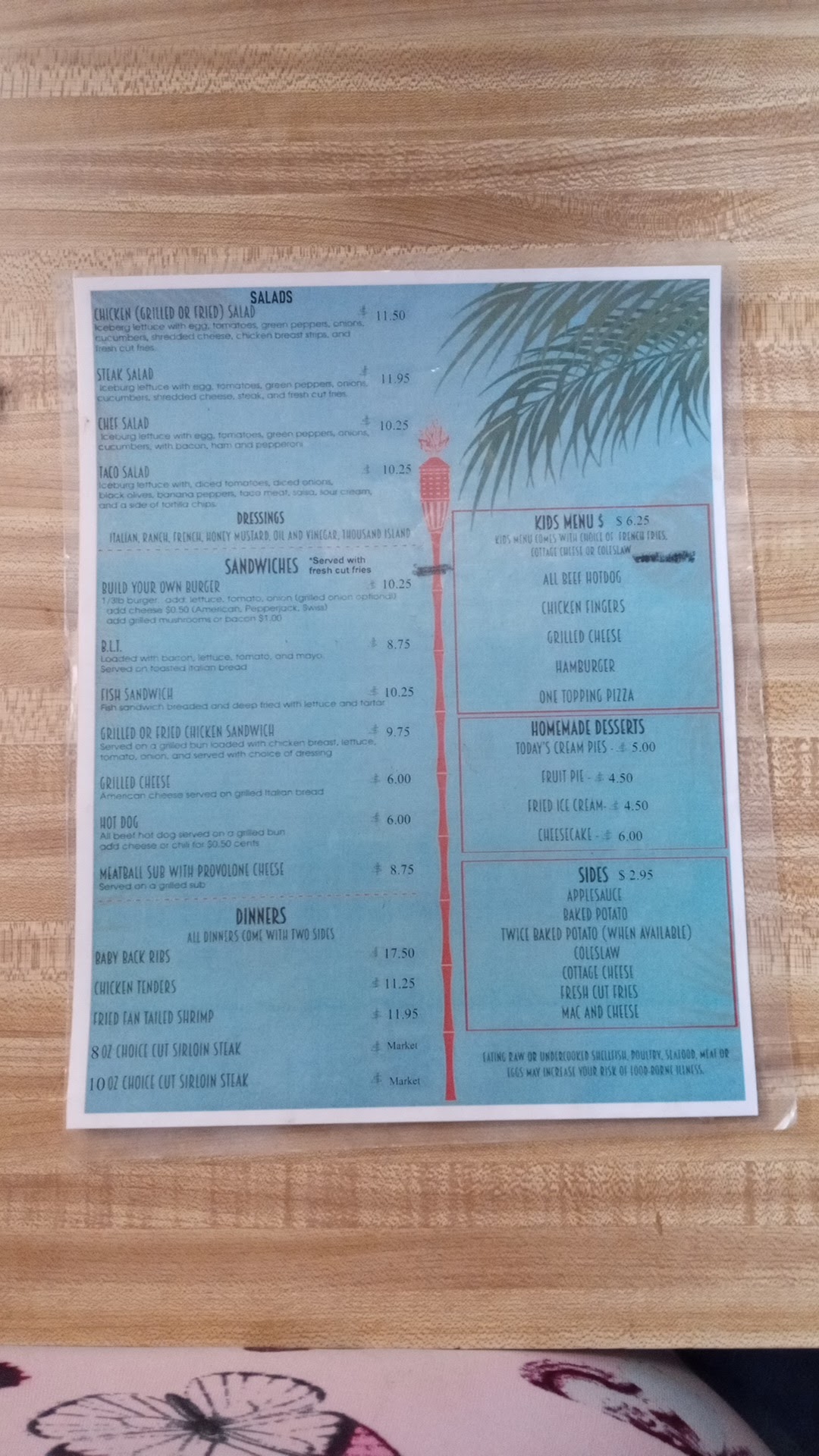 Beachcomber Menu