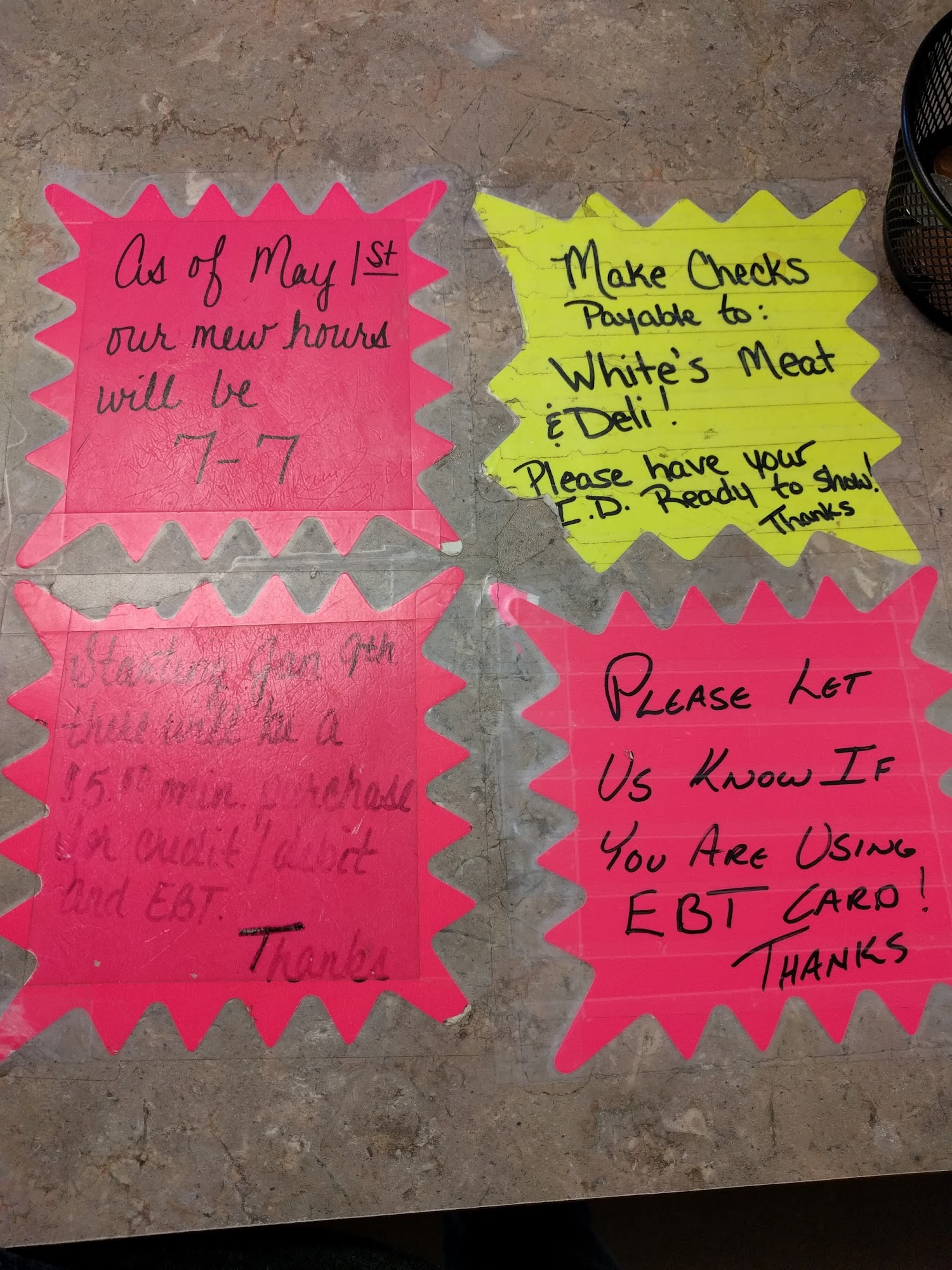 White's Meat And Deli Menu