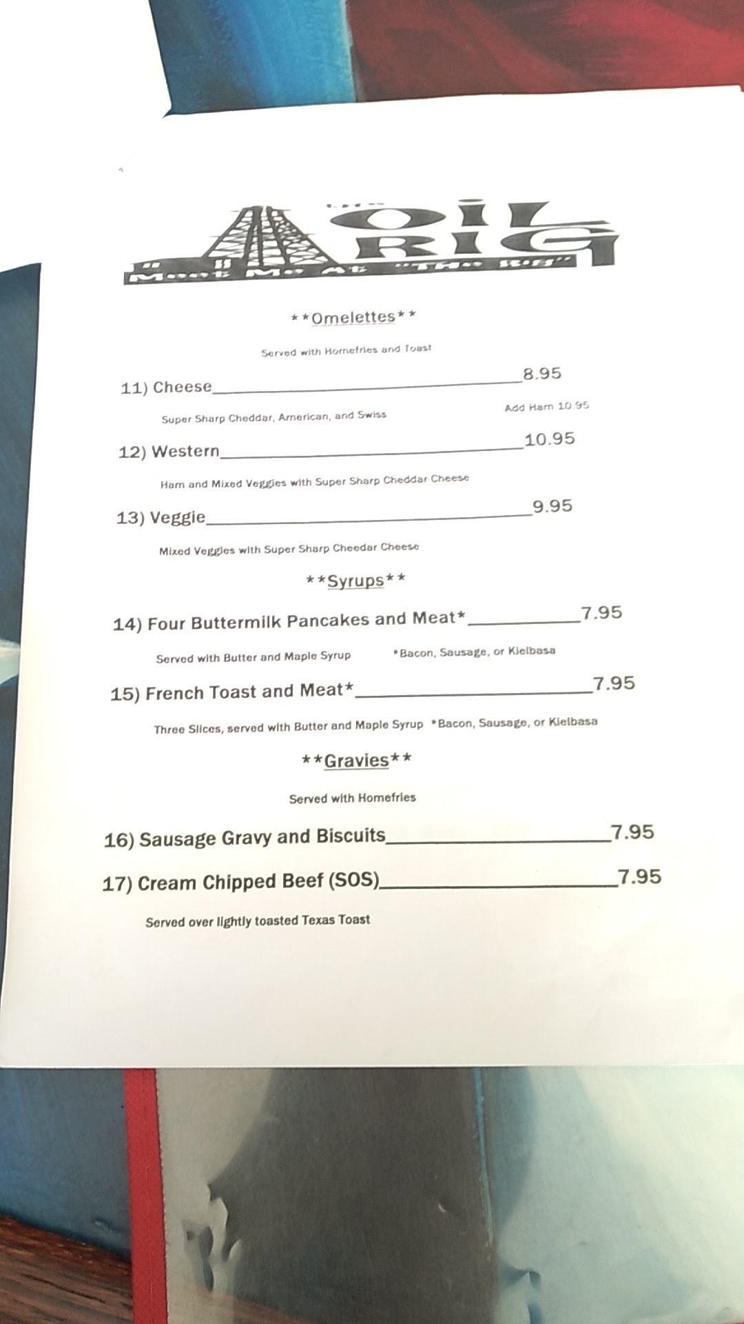 Oil Rig Menu