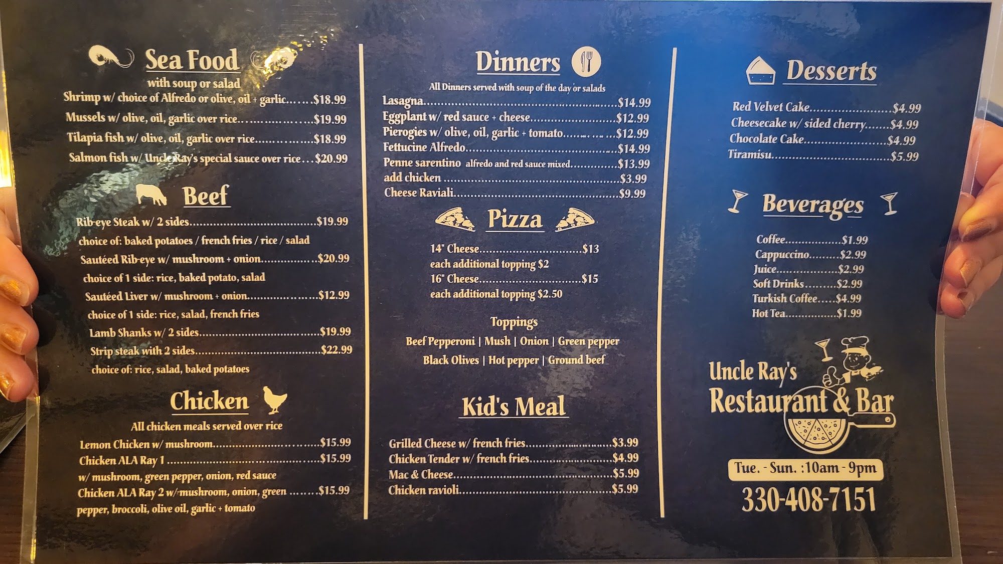 Uncle Ray's Restaurant & Bar Menu