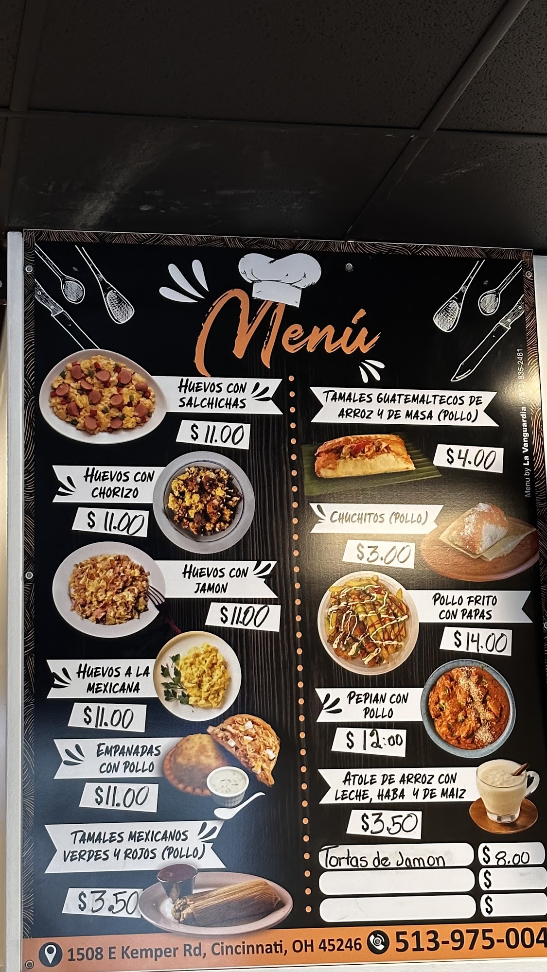 El Amanecer Menu