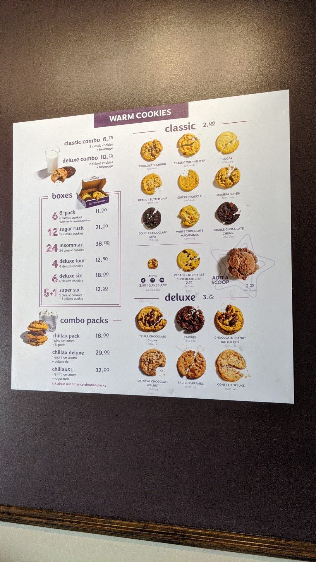 Insomnia Cookies Menu