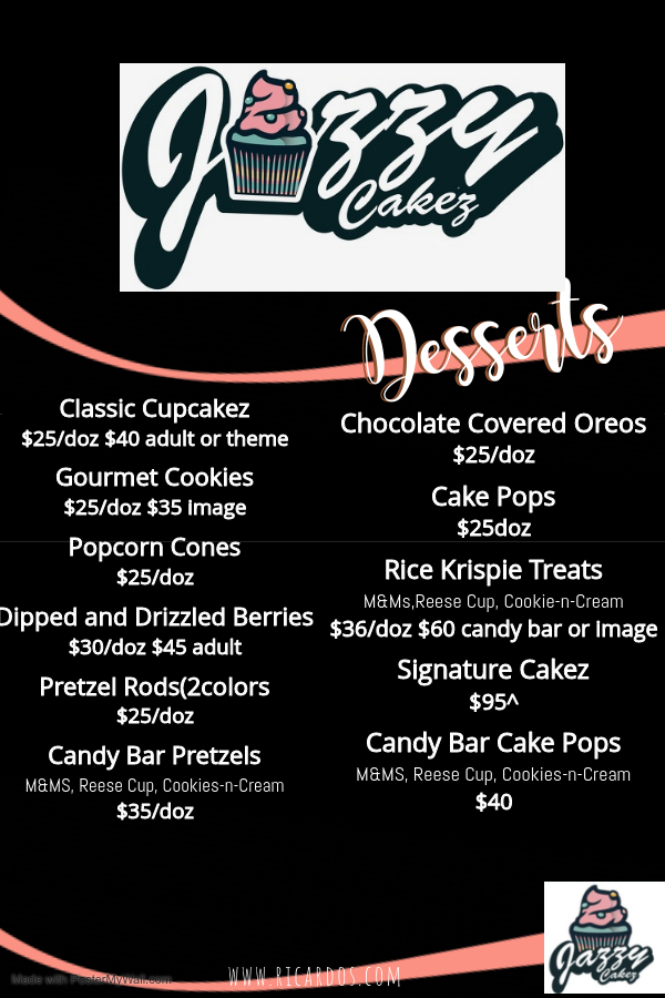 Jazzy Cakez Menu