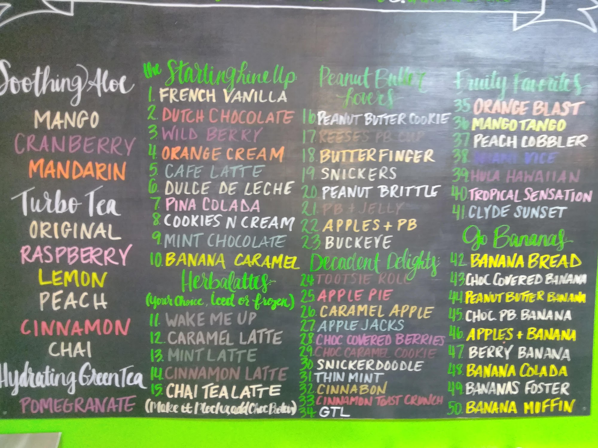 Clyde Nutrition Menu