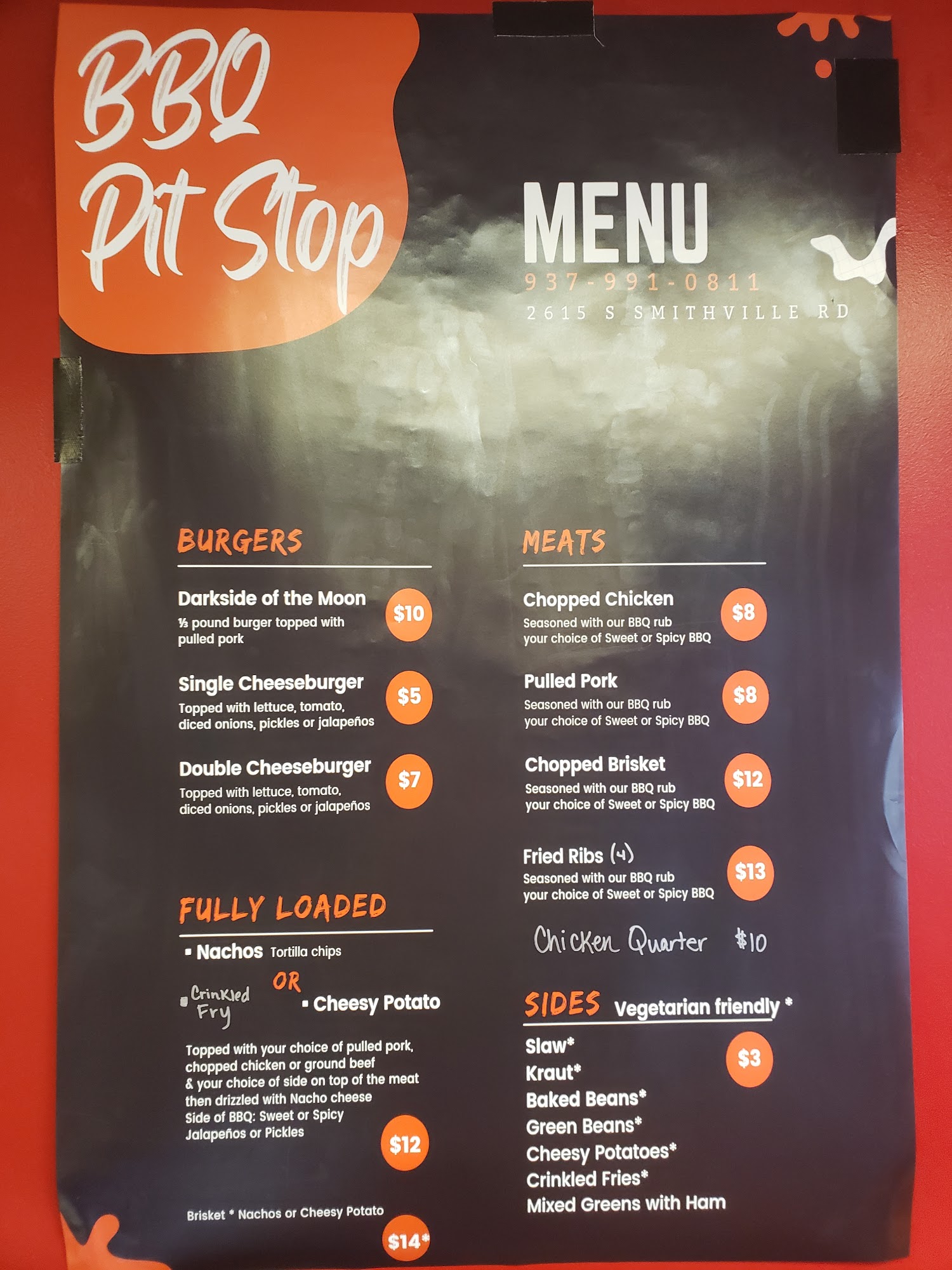 BBQ Pit Stop Menu