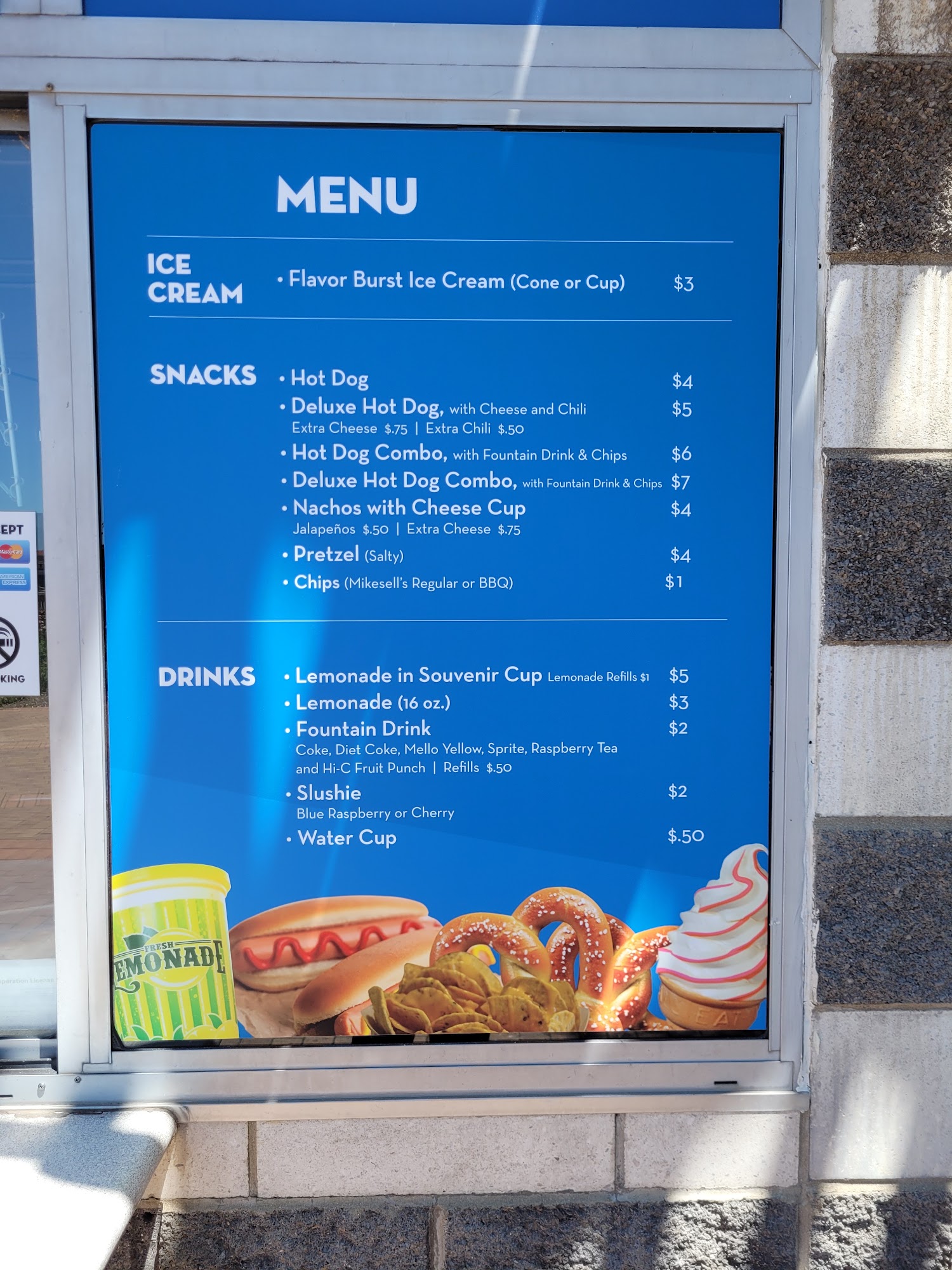 Fountain Snack Bar Menu