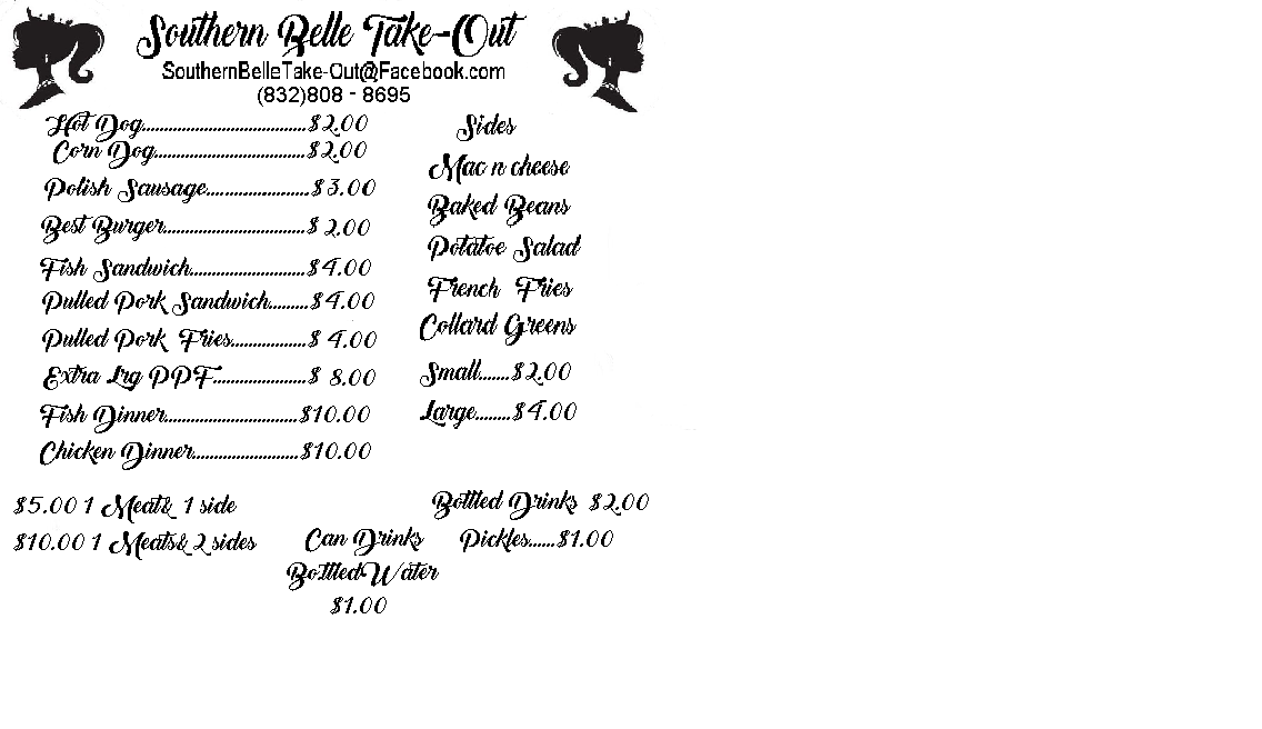 Southern Belle Take-Out Menu