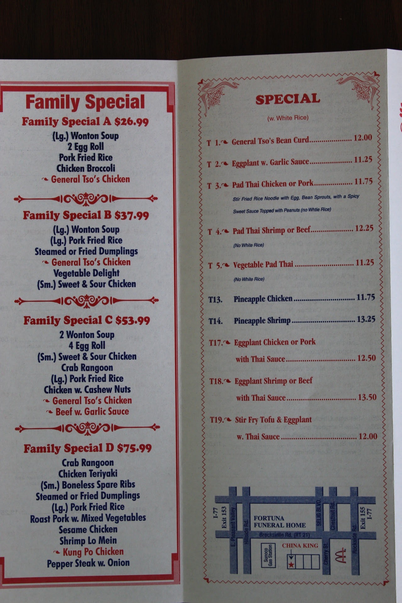 China King Menu